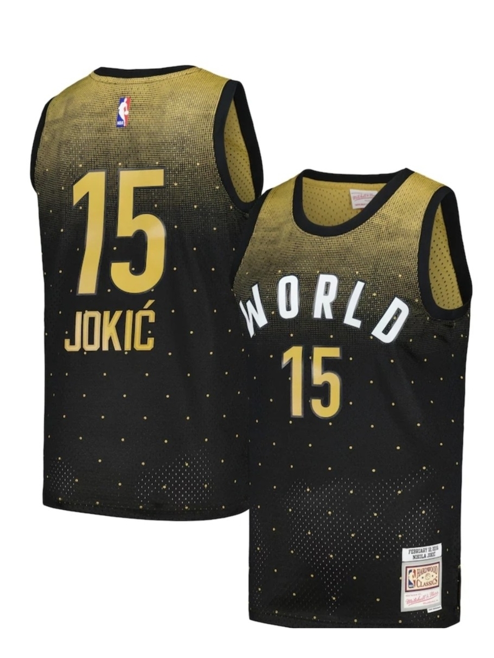 M&N NBA Black & Gold Mens (S) Nikola Jokic #15 2016 All-Star World Jersey